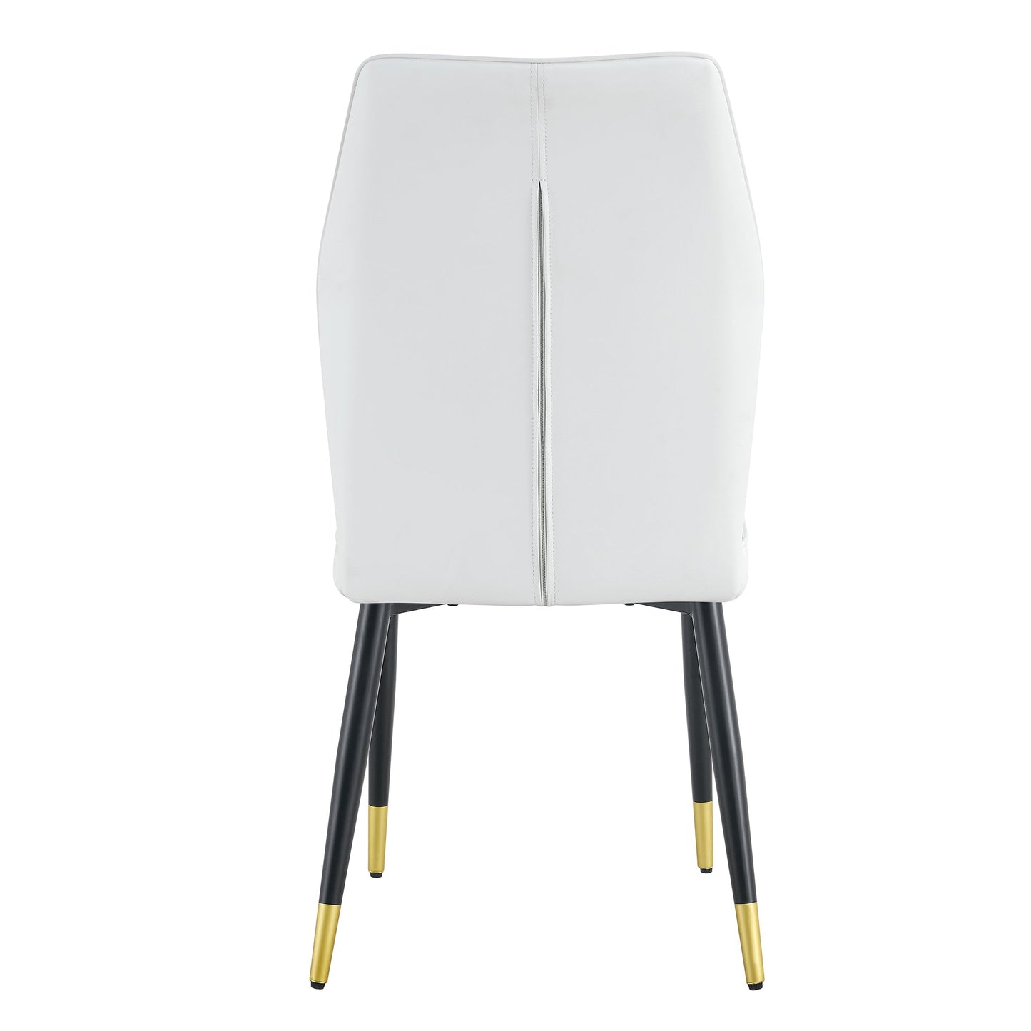 4 Modern Dining Chairs With Stylish PU Patterned Backrest and Black Metal Legs for a Comfortable Home Experience in the