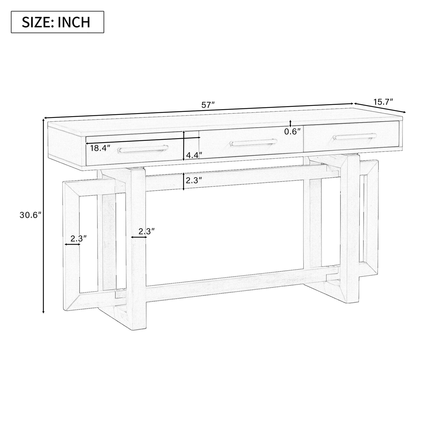 Elegant Console Table With Three Drawers, Extra Long Entryway Table for Entryway, Hallway, Living Room, Foyer, Corridor