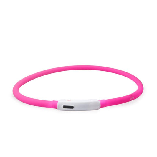Silicone Cuttable LED Illuminated Dog Collar - USB Rechargeable - Pink