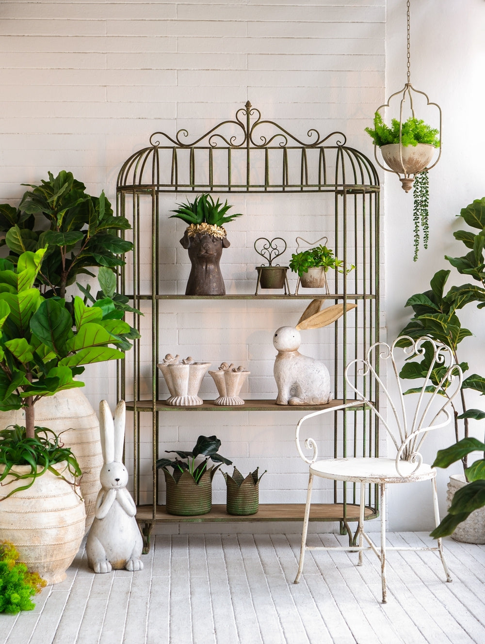 14.5x8.5x13.5' Magnesium Horse Statue Planter With Textured Brown Finish and Gold Leaf Crown