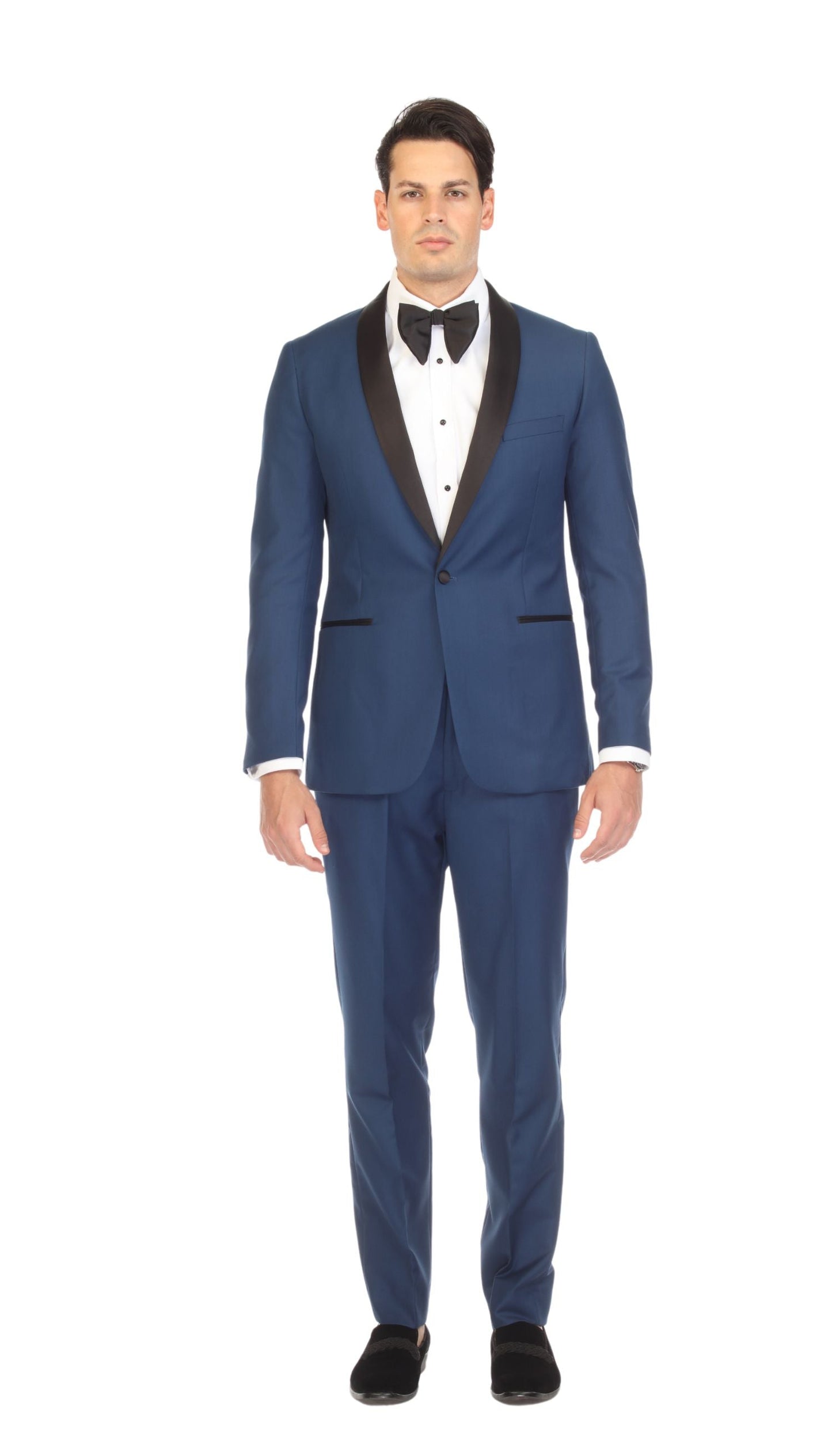 Ferrecci Men's Reno Indigo Slim Fit Shawl Lapel 2 Piece Tuxedo Suit Set