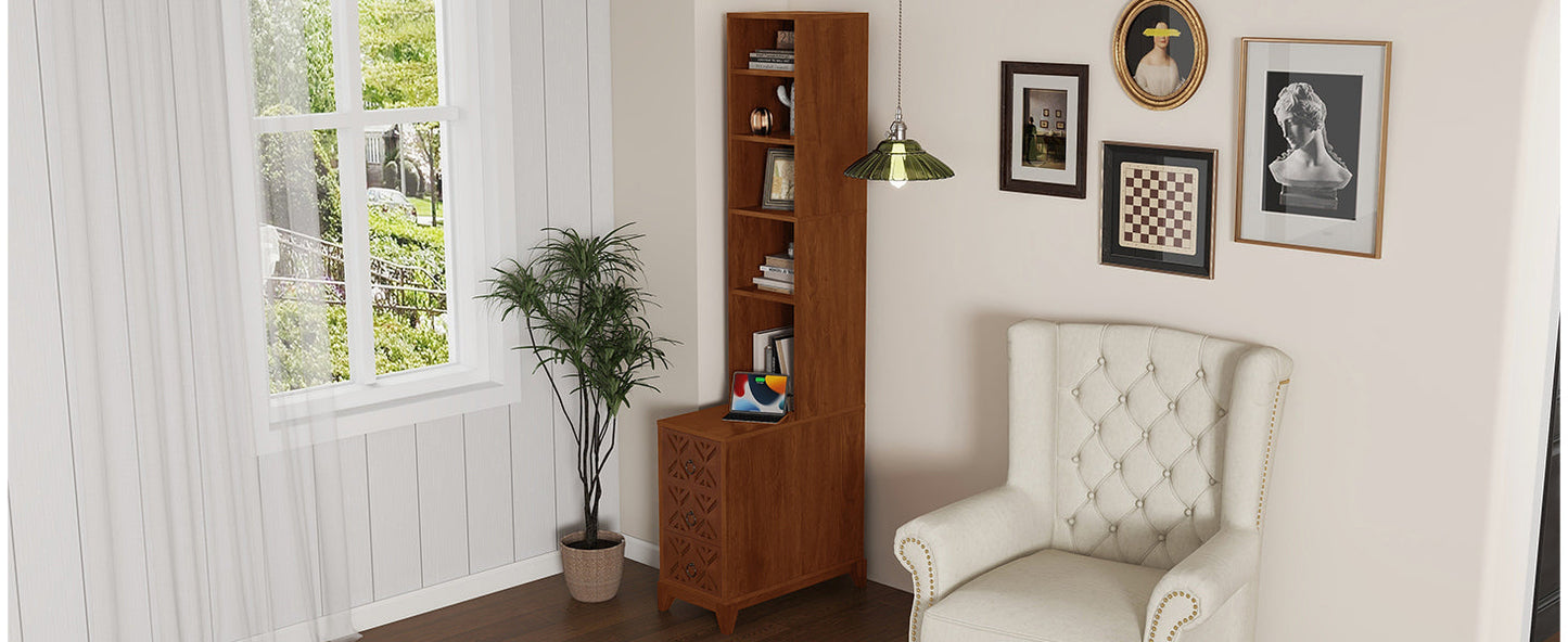 End Table With 3 Drawers, Corner Table With 4 Open Shelves, Tall Side Table for Bedroom and Corner, Expect Arrival Date