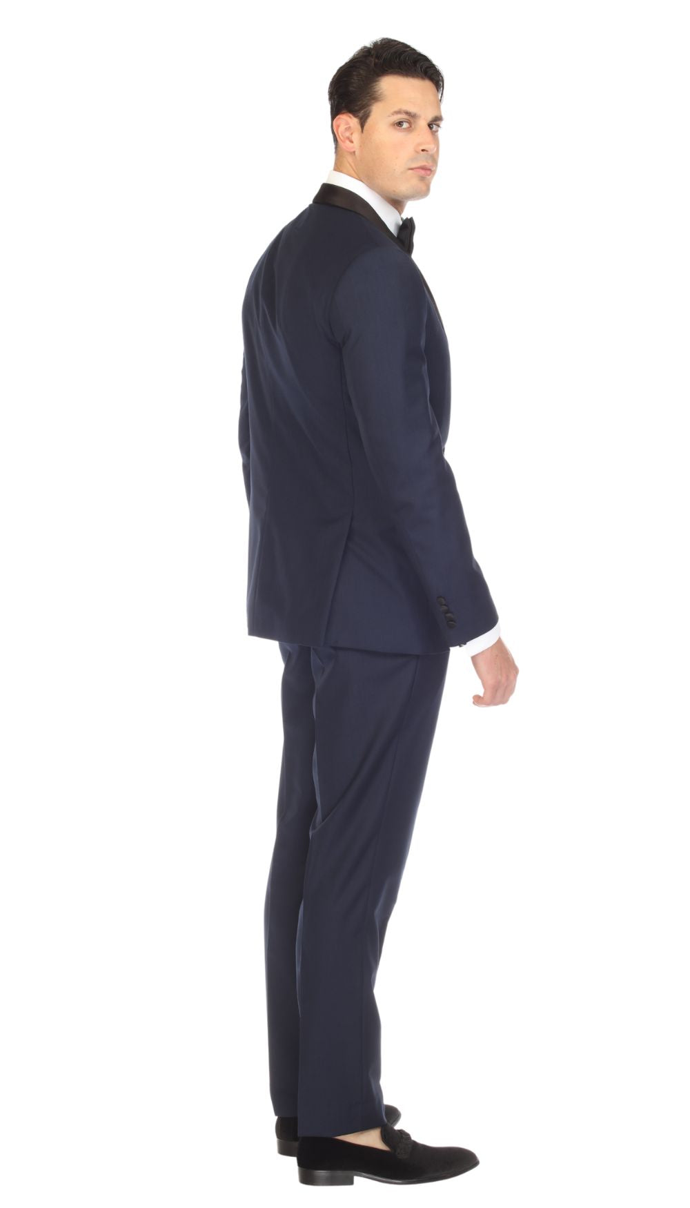 Ferrecci Men's Reno Navy / Navy Slim Fit Shawl Lapel 2 Piece Tuxedo Suit Set