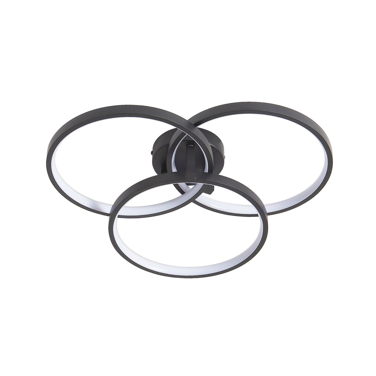20' Modern Black LED Ceiling Light, 3-Ring Flush Mount Fixture for Living Room, Bedroom, or Dining Room, Sleek and Energ