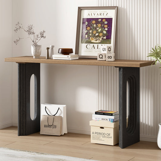 Uniquely Designed Console Table Made of Fraxinus Mandschuric Solid Wood Veneer,with Distinctive Round Hollow Legs, Suita