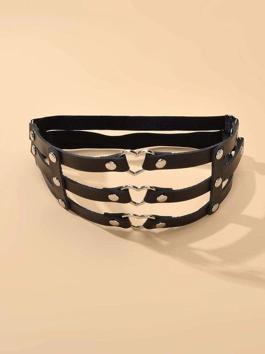 Punk Gothic Black Pu Leather Elastic Leg Chain Cosplay Party Body