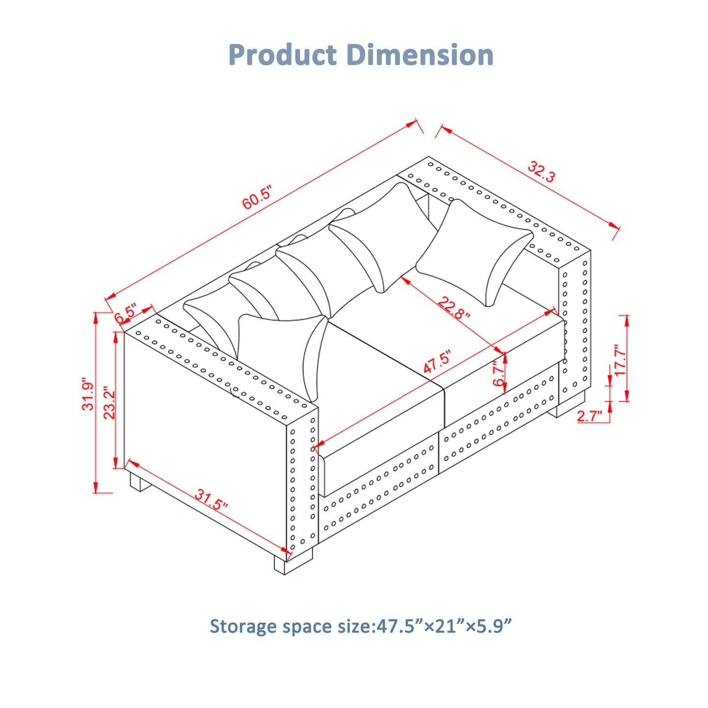 Modern Design Living Room Sofa 2+3 Seater Square Armrest With Silver Nails Decoration Upholstered Velvet Couch Green