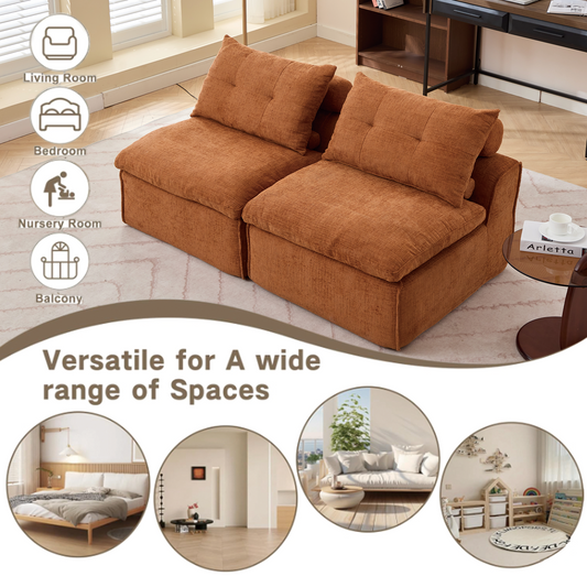 Modular Sofa,No Armrests,At Will DIY,Soft Chenille Fabric,Neck Pillow-Back Lounge Sofa Chair,Reading Nook, or Apartment