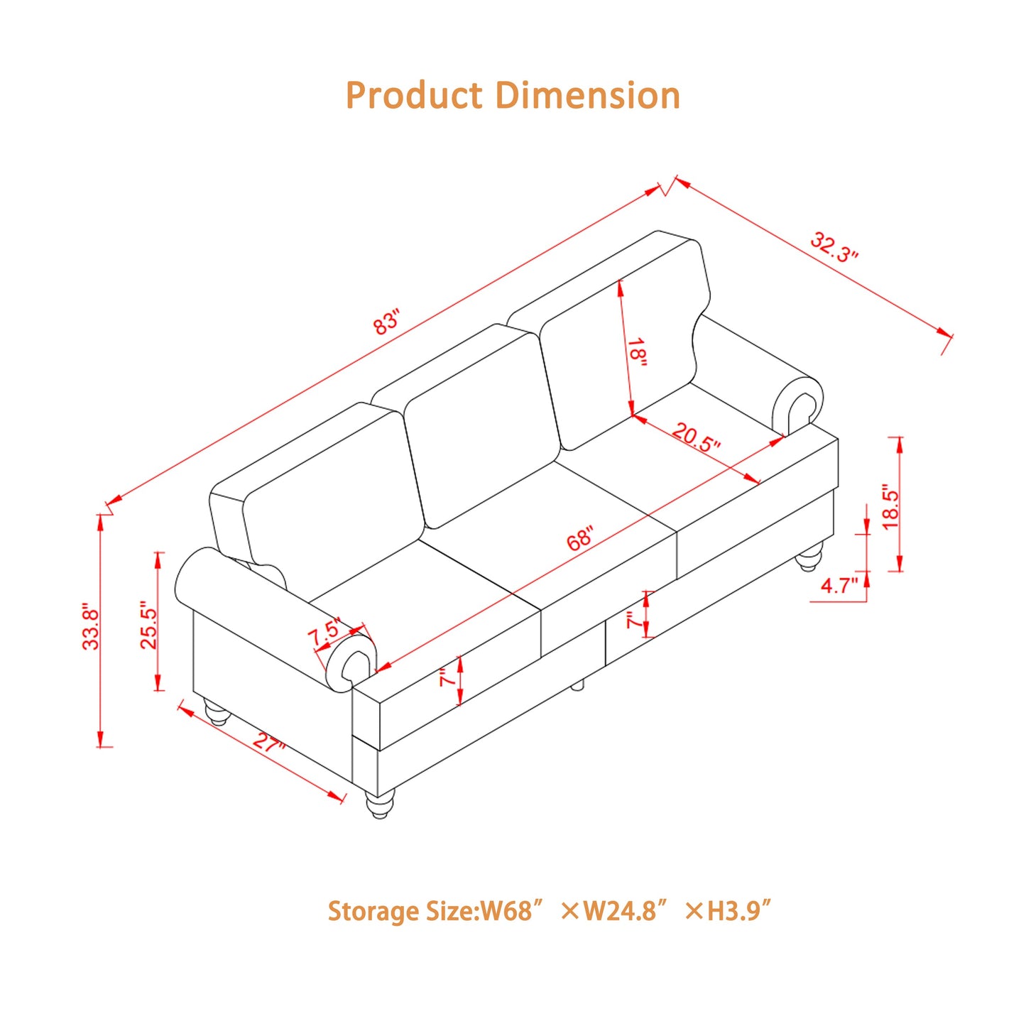 Modern Classic Design With Nails Living Room 2+3 Seater Sofa Fabric Couch,Upholstered Polyester Grey.