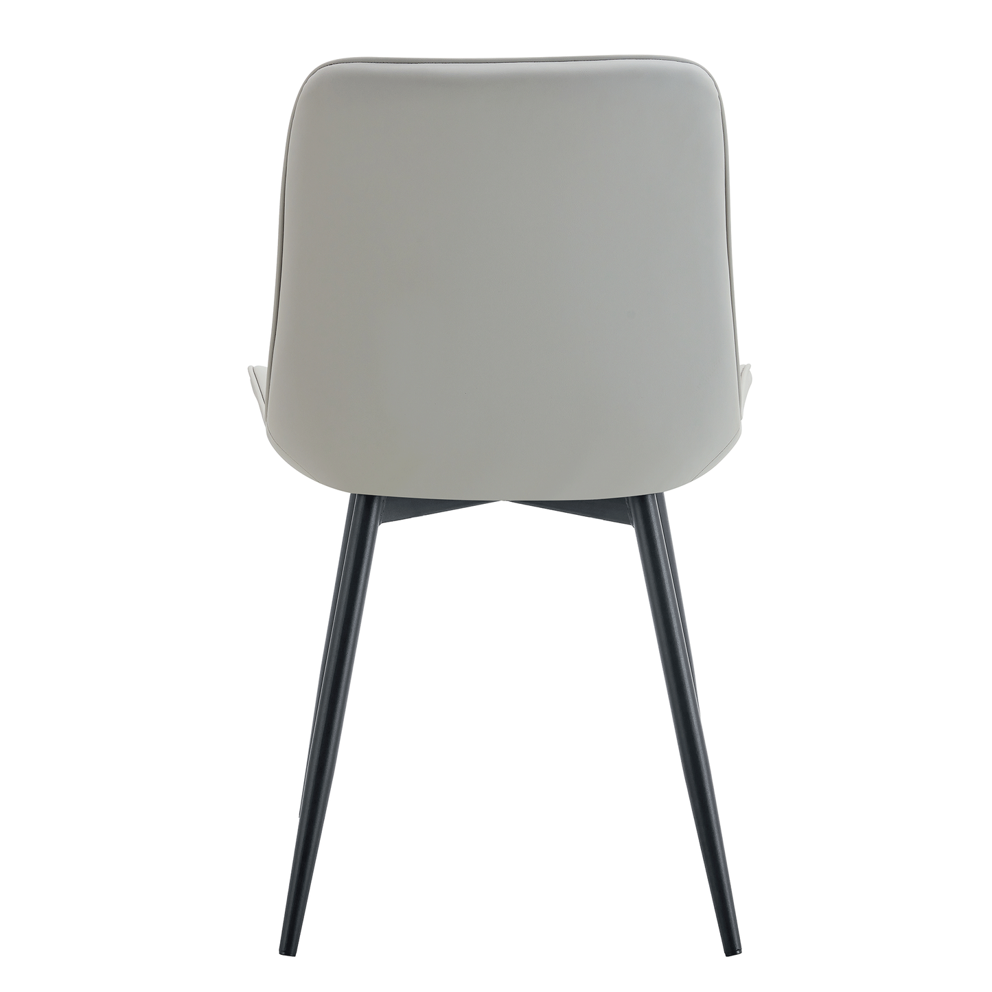 Ergonomic PU Leather Dining Chair Set With Extended Seat Cushion, Metal Legs, Black/Gray