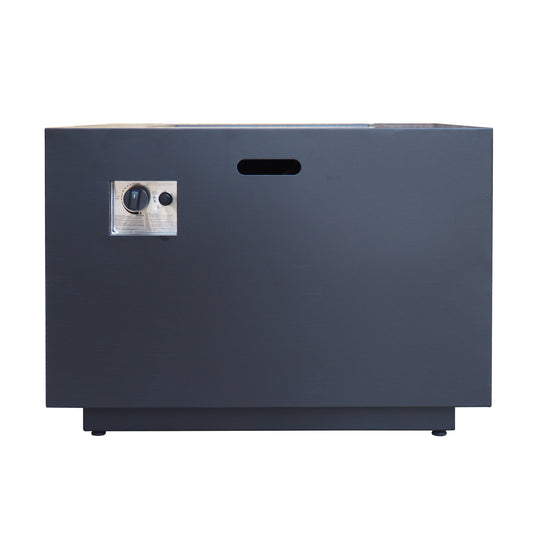 Outdoor Patio Propane Fire Pit 24'' H X 33'' W Square Iron Gas-Burning Fire Pit - 50,000 BTU, Tank in Side, Dark Grey