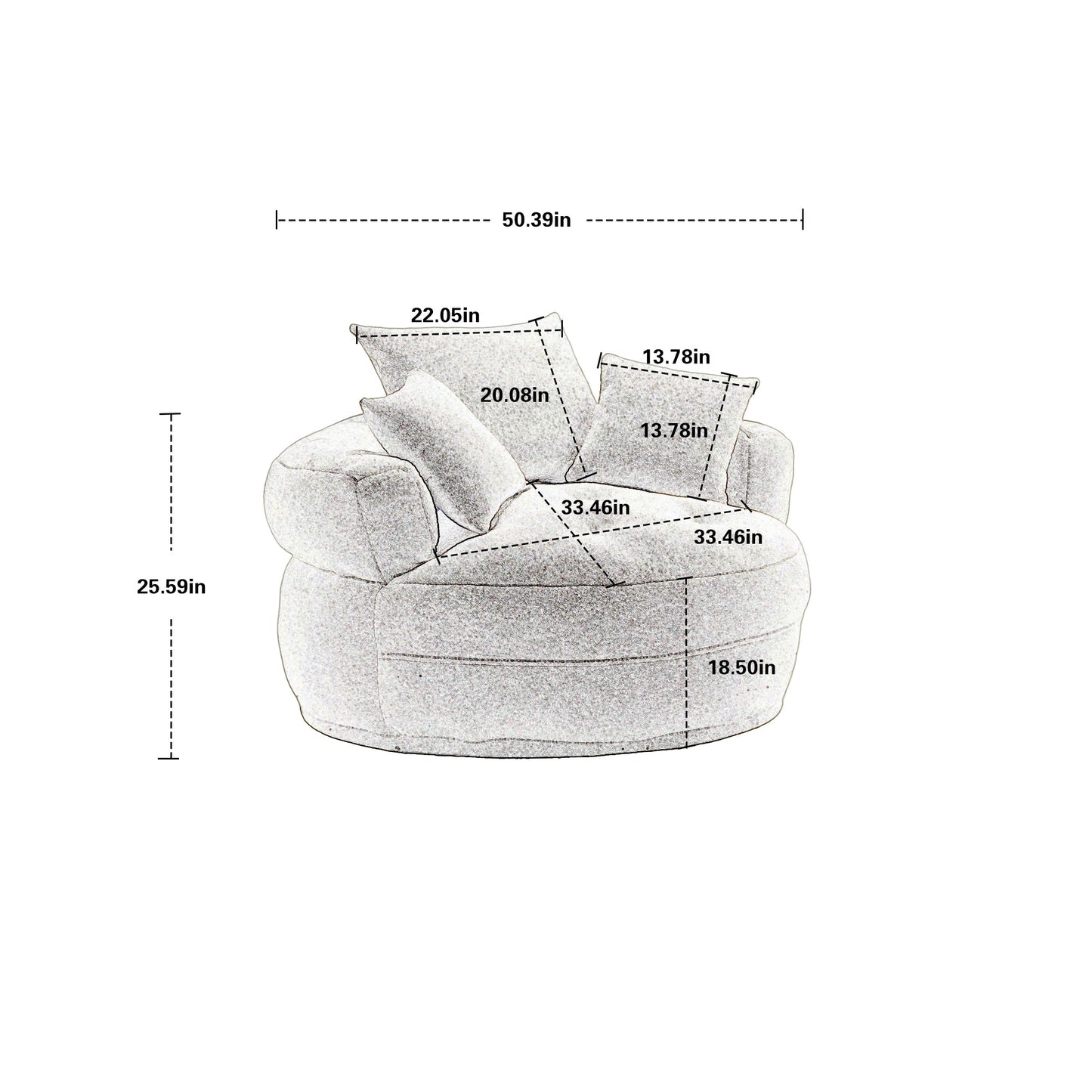 Chenille Sponge Single Sofa,No Assembly Required,Fluffy Modern Sleeper Chair for Living Room, Bedroom, Lounge and Projec