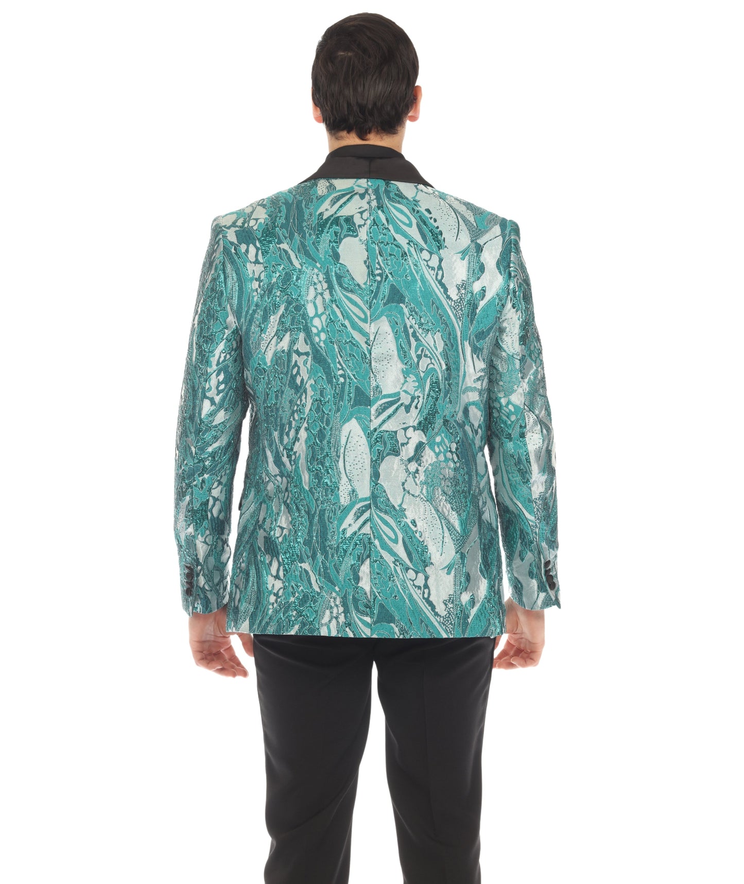 Cosmopolitan Aqua Men's Shawl Collar Tuxedo 1 Button 2 Vent Slim Fit Blazer