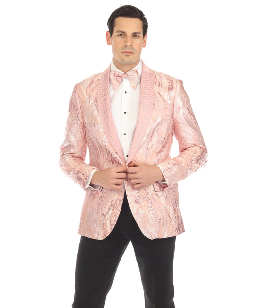 Cosmopolitan Pink Men's Shawl Collar Tuxedo 1 Button 2 Vent Slim Fit Blazer