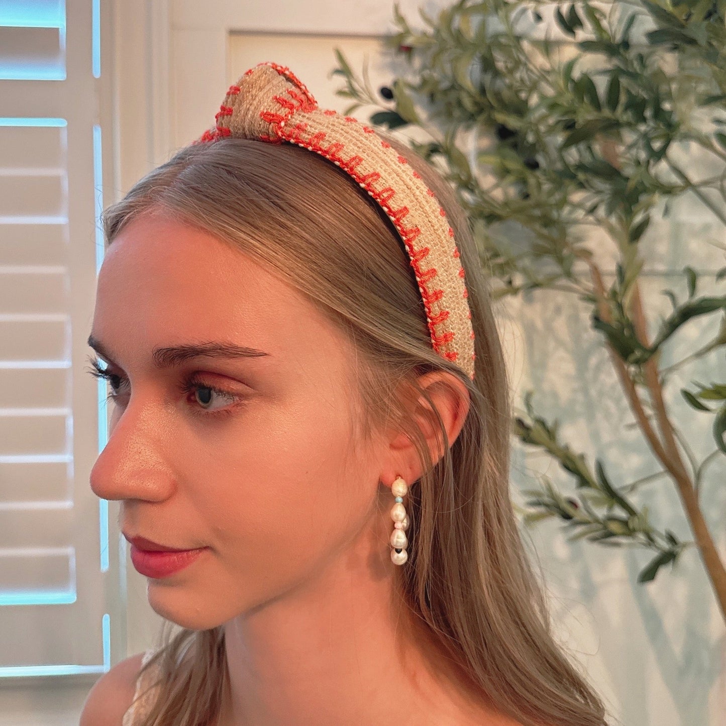 Color Stitched Raffia Headband