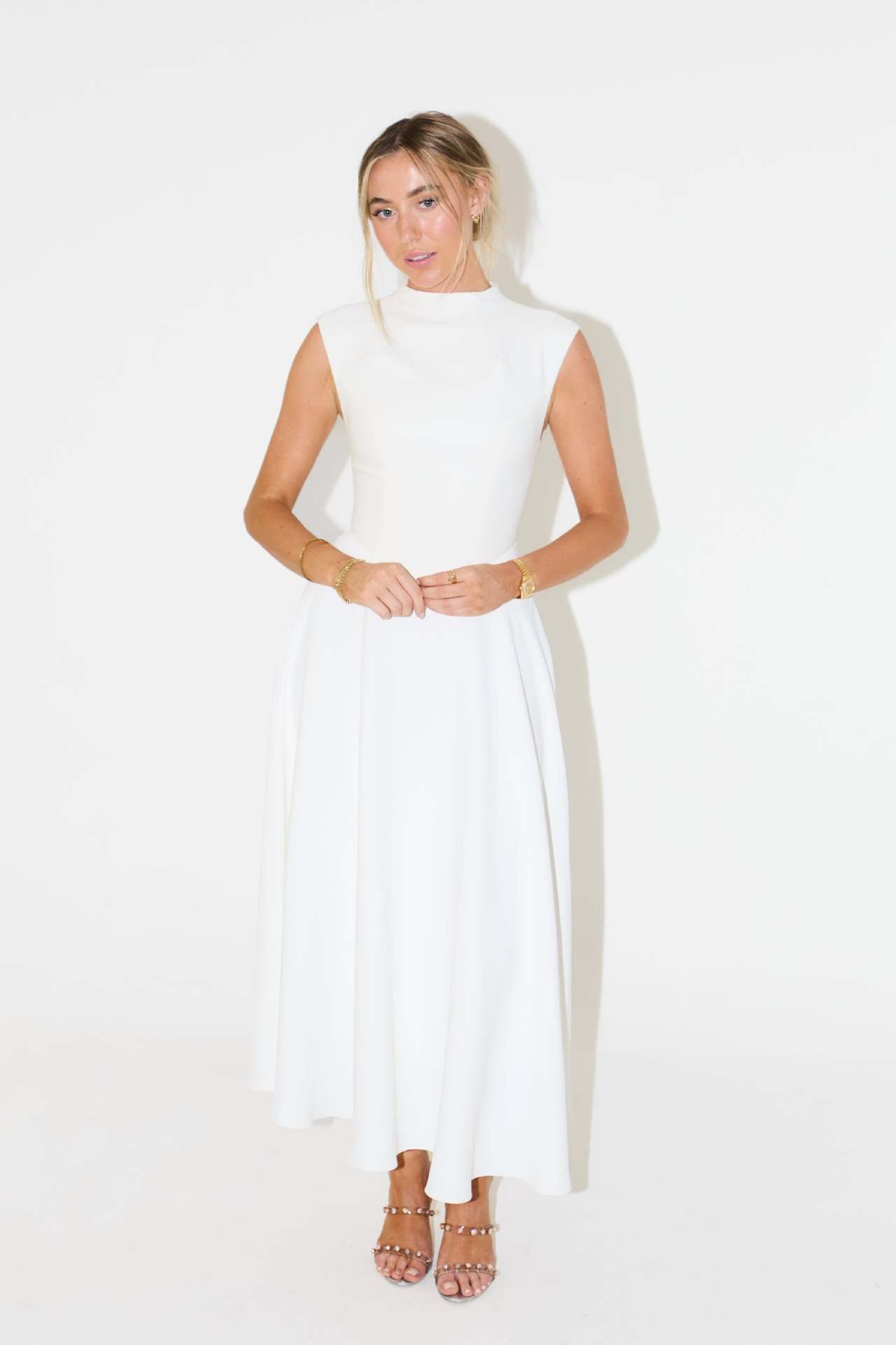 Elegant Sleeveless High-Waist A-Line Dress for Women, Upper West Side, BYMANYC New York.