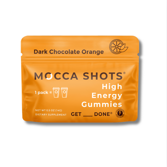 Mocca Shots Energy Gummies with Caffeine | 12-Pack - Dark Chocolate Orange