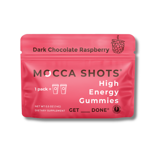 Mocca Shots Energy Gummies with Caffeine | 12-Pack - Dark Chocolate Raspberry