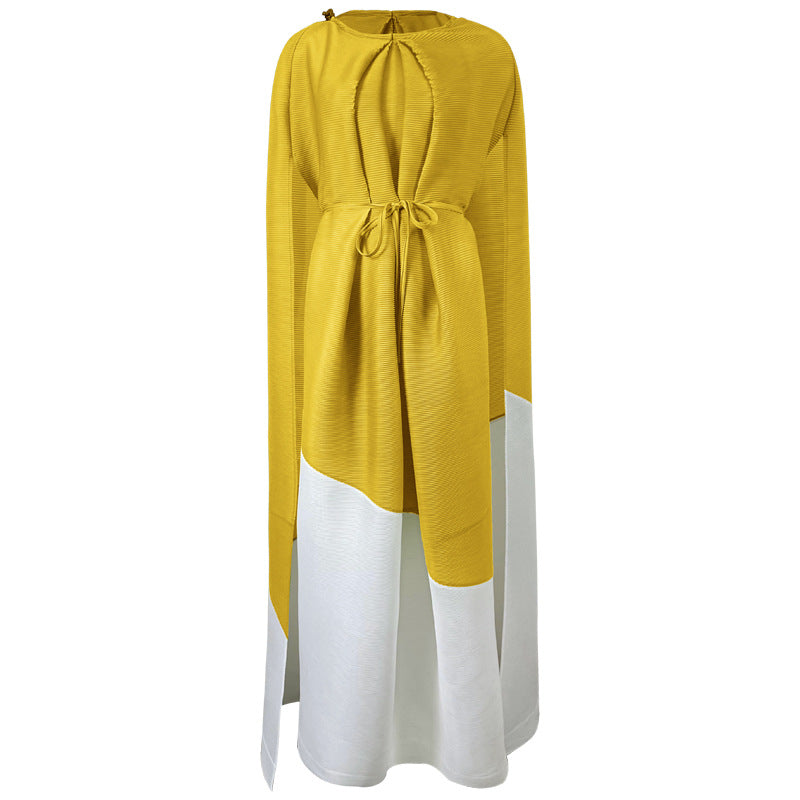 Miyake Style Pleated Dress With Contrast Stitching for Women, SoHo, BYMANYC New York.