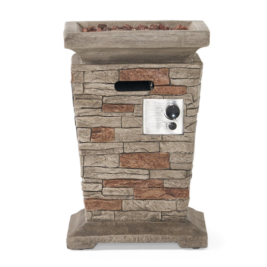 Outdoor 19.50' MGO Fire Column - 40,000 BTU, Natural Stone (Tank Inside)