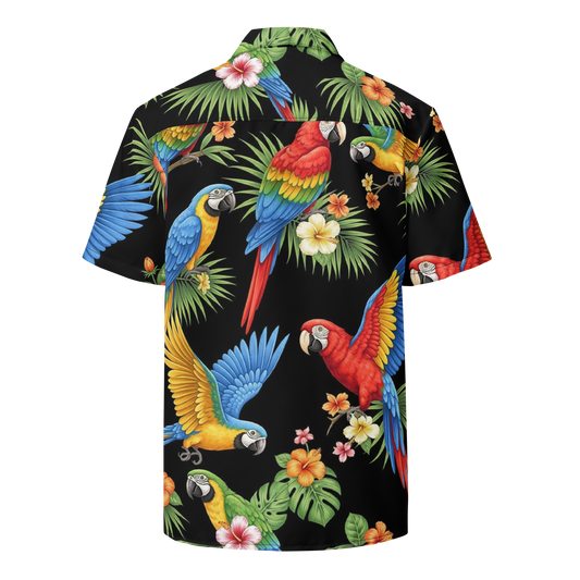Black Tropical Birds Aloha Hawaiian Shirt Unisex Button Shirt