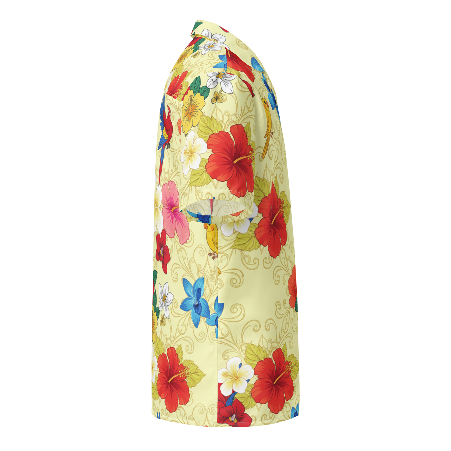 Pastel Light Yellow Aloha Print 2 Unisex Button Shirt