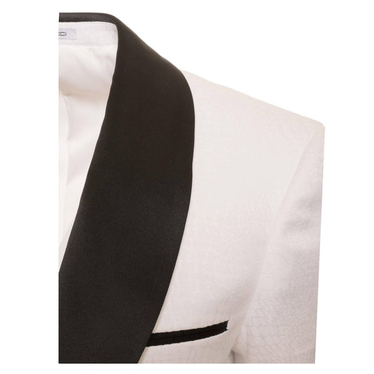 Ferrecci Ash All White Snake Skin Tuxedo Blazer