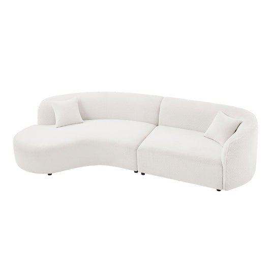 Luxury Modern Style Living Room Upholstery Curved Sofa With Chaise 2-Piece Set, Left Hand Facing Sectional, Boucle Couc
