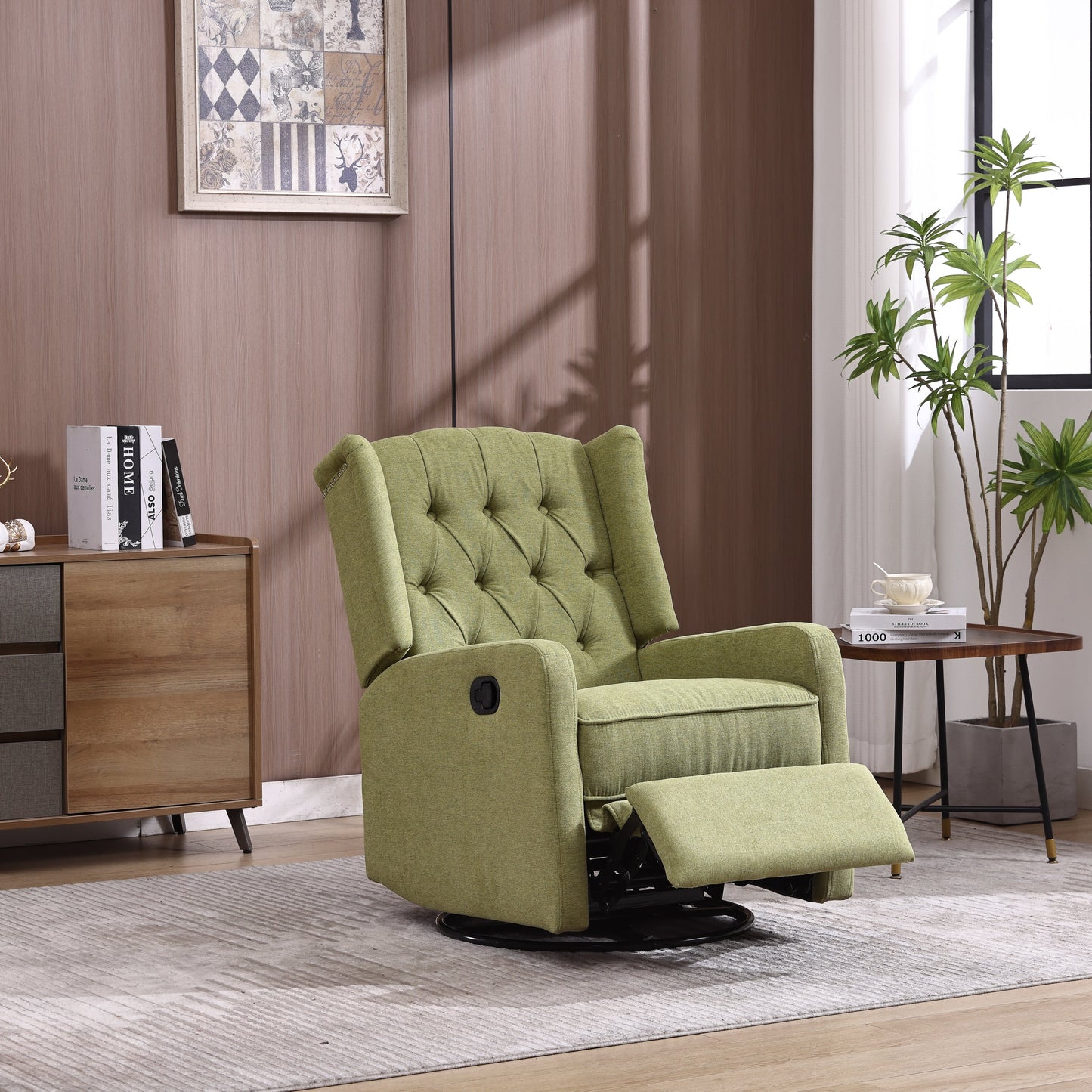 Rocking Recliner Chair,360 Degree Swivel Nursery Rocking Chair,Glider Chair,Modern Small Rocking Swivel Recliner Chair F
