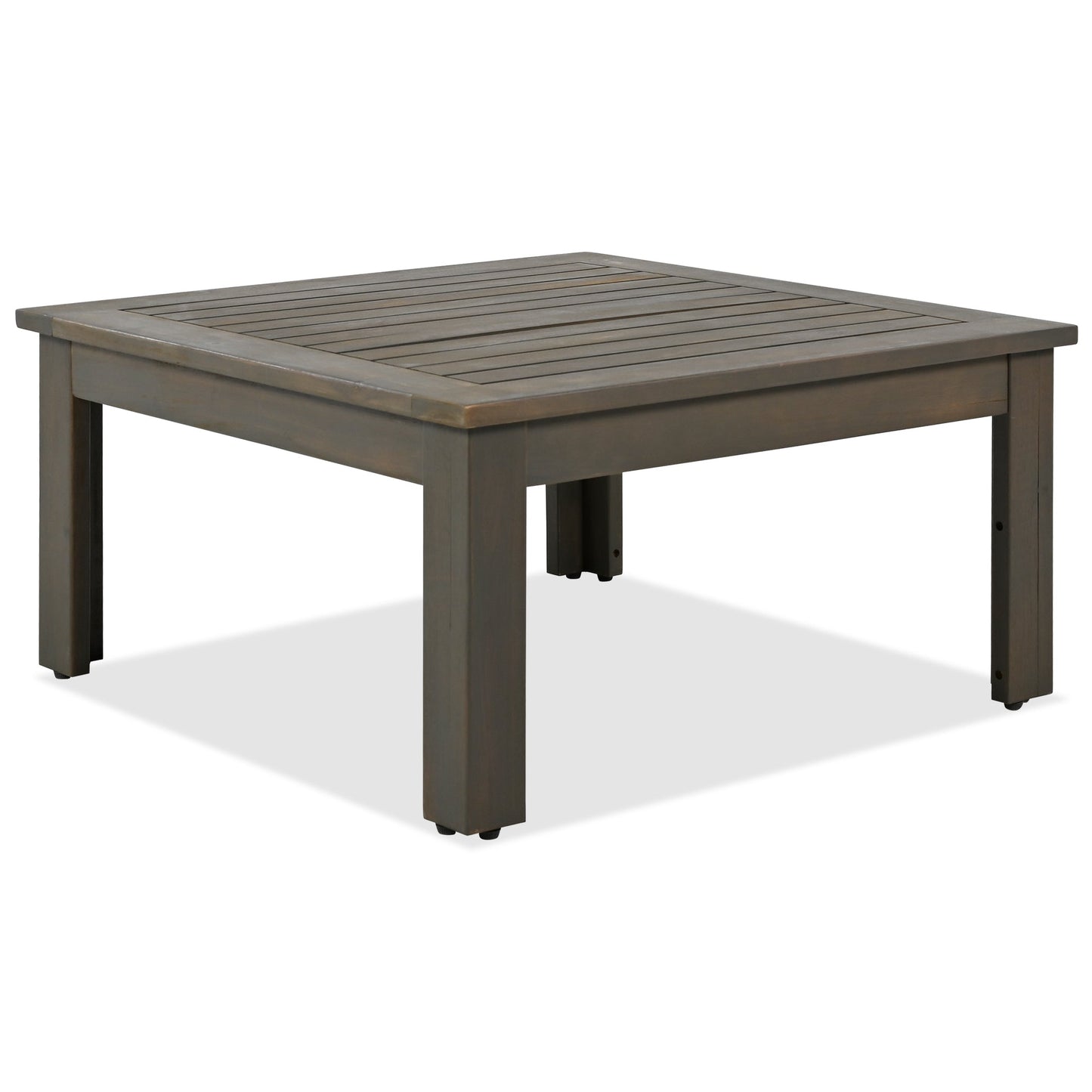 4 Pieces Outdoor Acacia Wood Sofa Set, Woven Mesh Armrests, L-Shaped Patio Furniture Sofa Set With Coffee Table, Outdoor