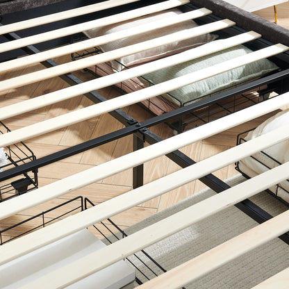 Queen Size Cushioned Bed, Comfortable Cushioned Bed Frame, Headboard and Solid Bed Frame - Beige (85 'X 66' X 36 ')