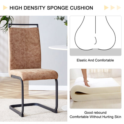 Dining Chairs,tech Cloth High Back Upholstered Side Chair With C-Shaped Tube Black Metal Legs for Dining Room Kitchen Va