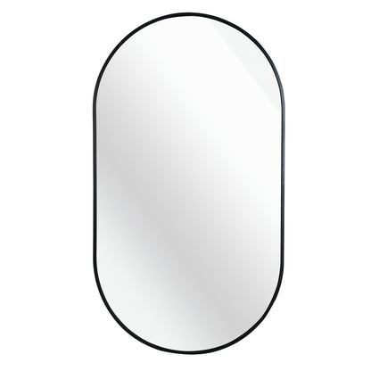 Black 20 X 28 Inch Metal Oval Mirror