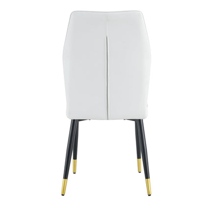 4 Modern Dining Chairs With Stylish PU Patterned Backrest and Black Metal Legs for a Comfortable Home Experience in the