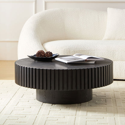 35.43'' Nesting Round Sintered Stone Tabletop Modern Drum Coffee Table Luxury Circle Coffee Table for Apartment BLACK
