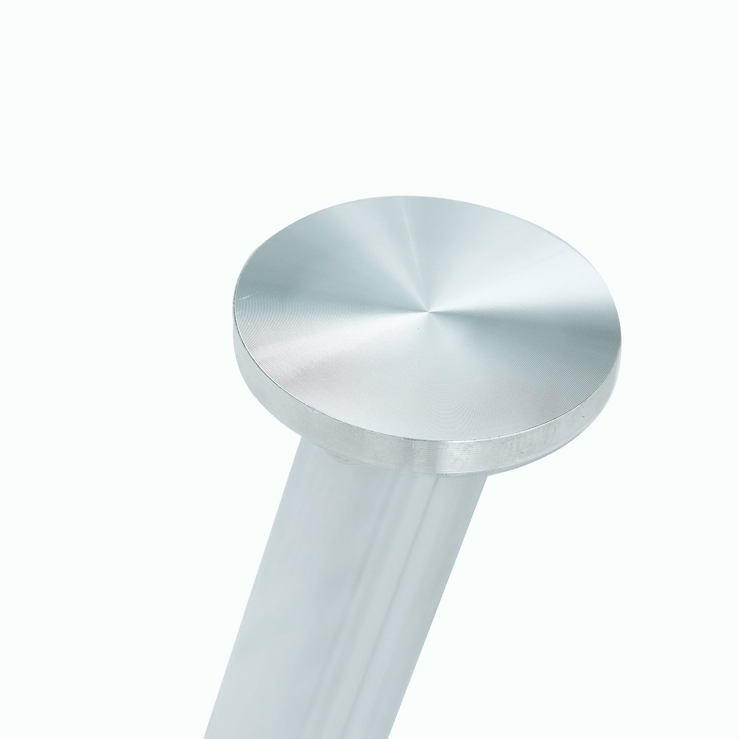 Table and Chair set.A 38.6' Diameter Transparent Tempered Glass Round Dining Table-Silver Metal Legs.Paried With 4 Black