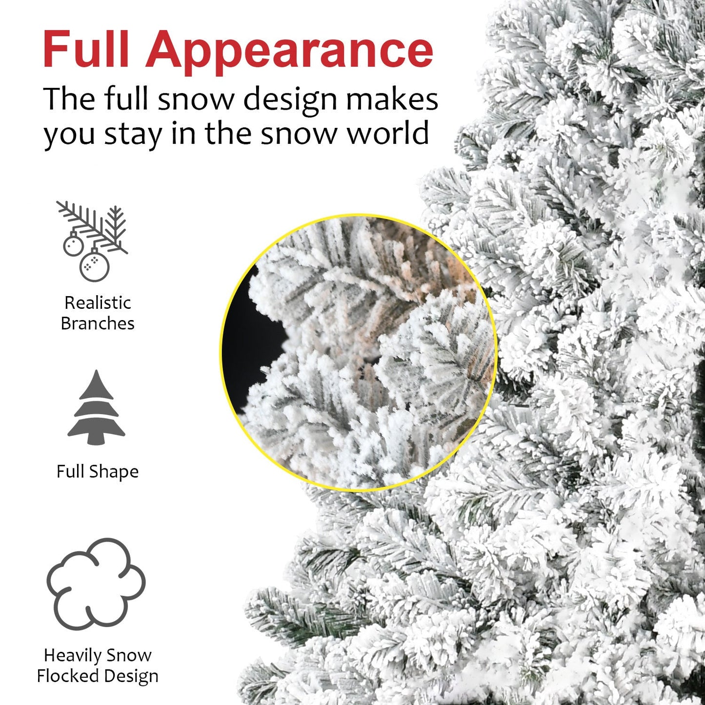 4FT Flocked Christmas Tree – Snowy PVC Artificial Holiday Tree With 233 Tips, Compact Full Shape, Sturdy Metal Stand, Ch