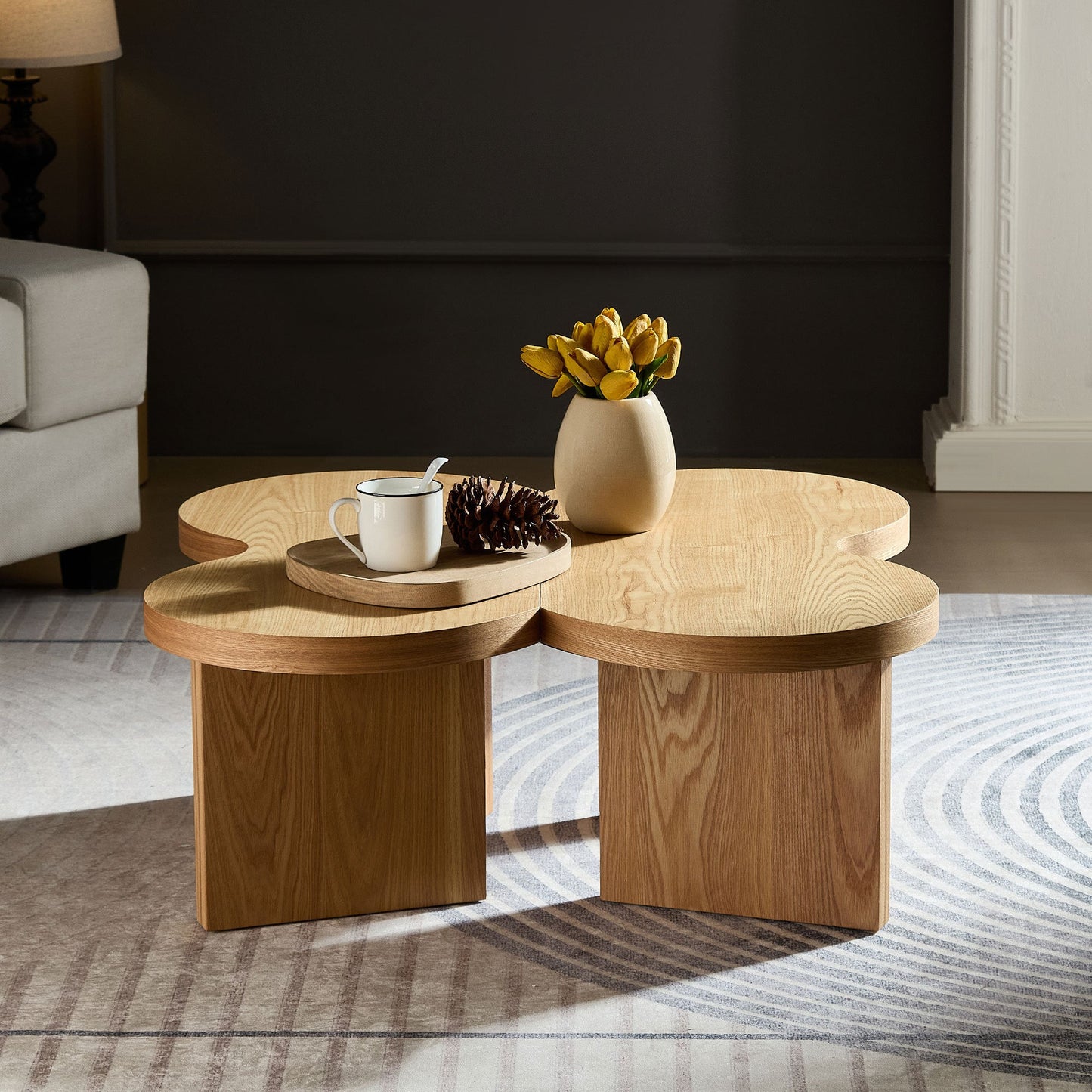 Modern Butterfly MDF Coffee Table, Used in Living Rooms, Bedrooms, Offices, With a Butterfly Shaped Appearance, NATURE