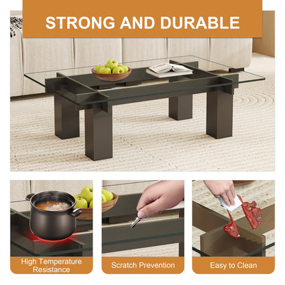 ONLY Separate Glass Tabletop.24*36 Inch Rectangular Heat-Resistant Transparent Tempered Glass Tabletop.Suitable for Vari