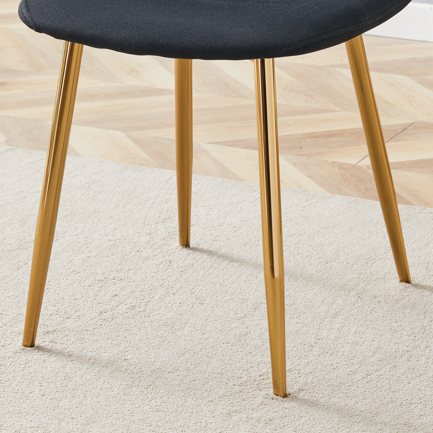 Table and Chair Set. Modern Multifunctional Lifting Platform, White Textured Sticker MDF Desktop, Gold Metal Legs. Paire