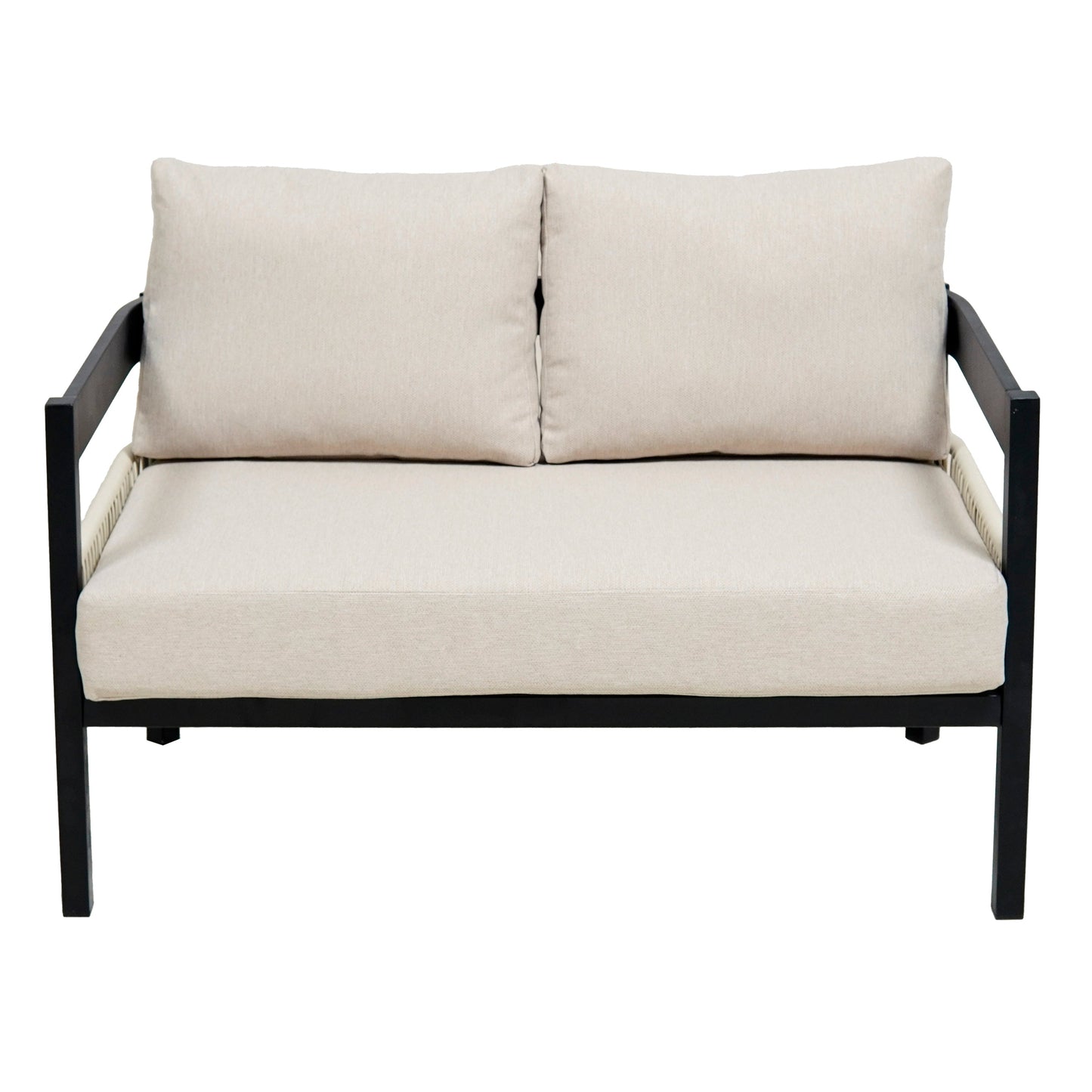 Multi-Person Outdoor Iron Sofa Set With a Table, Rattan Decoration, Waterproof, Rust-Proof, Suitable for Garden, Lawn Us