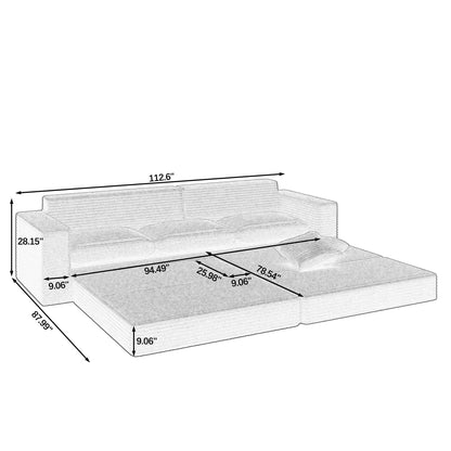 Right Sofa Seat,L Shape Modular Sectional Sofa, Compressed Sectional Sofa Modern Minimalist Style Corduroy Couch,Unfold