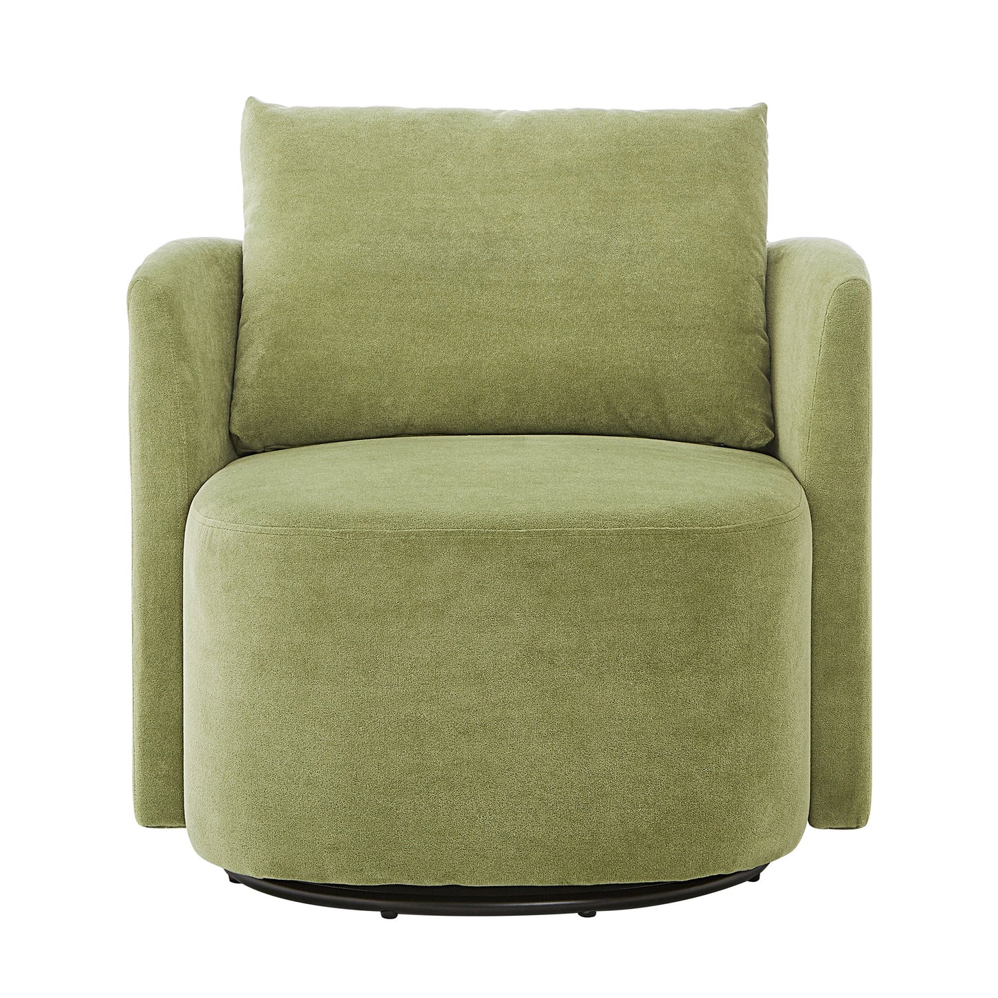 360° Swivel Chair, 29.9' Accent Barrel Armchair, Upholstered With Curved Design, Green Chenille, for Living Room and Off