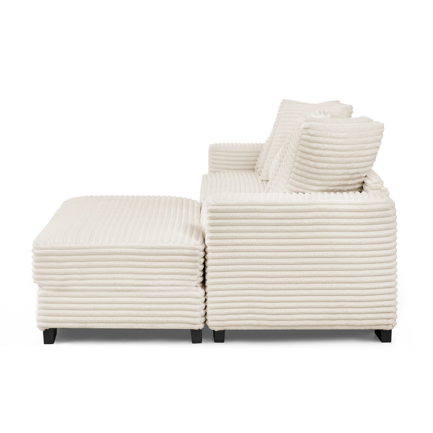 Corduroy Tufted Upholstered Sleeper Sectional Sofa, L-Shaped Modular Convertible Sofa , Can Freely Change the Position O