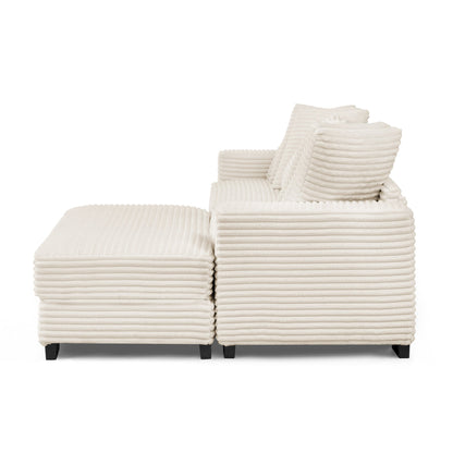 Corduroy Tufted Upholstered Sleeper Sectional Sofa, L-Shaped Modular Convertible Sofa , Can Freely Change the Position O