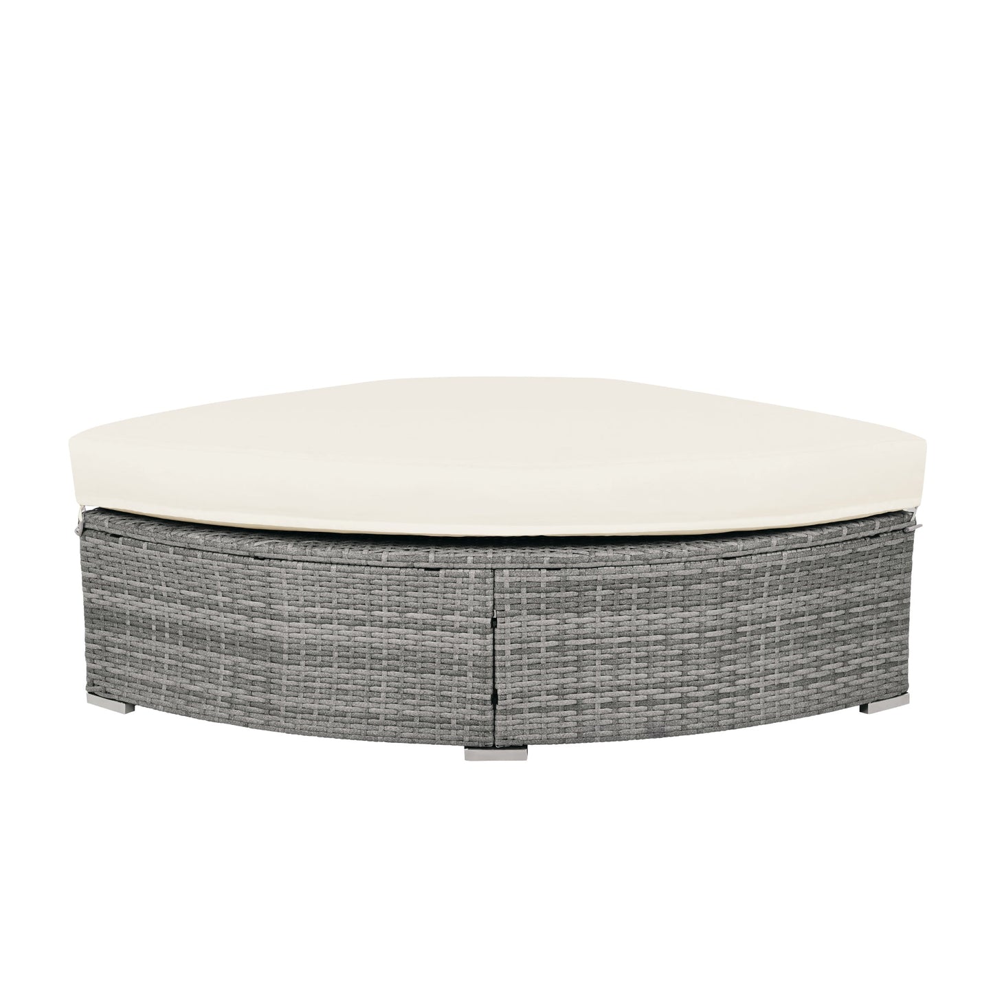 Patio Furniture Set Outdoor Daybed Rattan Sectional With Cushions and Center Table, Beige, Iron & Rattan, Multiple Sizes