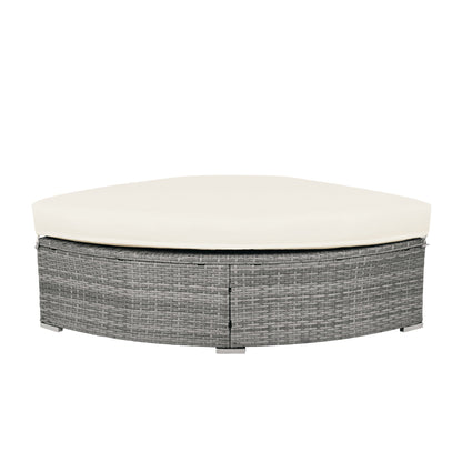 Patio Furniture Set Outdoor Daybed Rattan Sectional With Cushions and Center Table, Beige, Iron & Rattan, Multiple Sizes