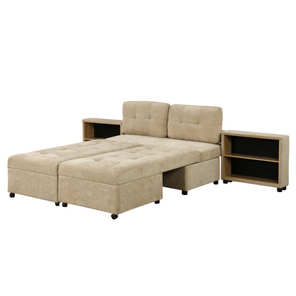 121.2' Versatile Sofa Bed Modular Sofa  Free-Combined Sofa With Two Storage Racks,  Brown