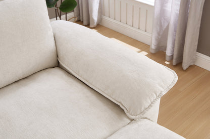 51' Oversize Chaise Lounge Chair With Ottoman and Storage  Upholstered Soft Chenille Beige