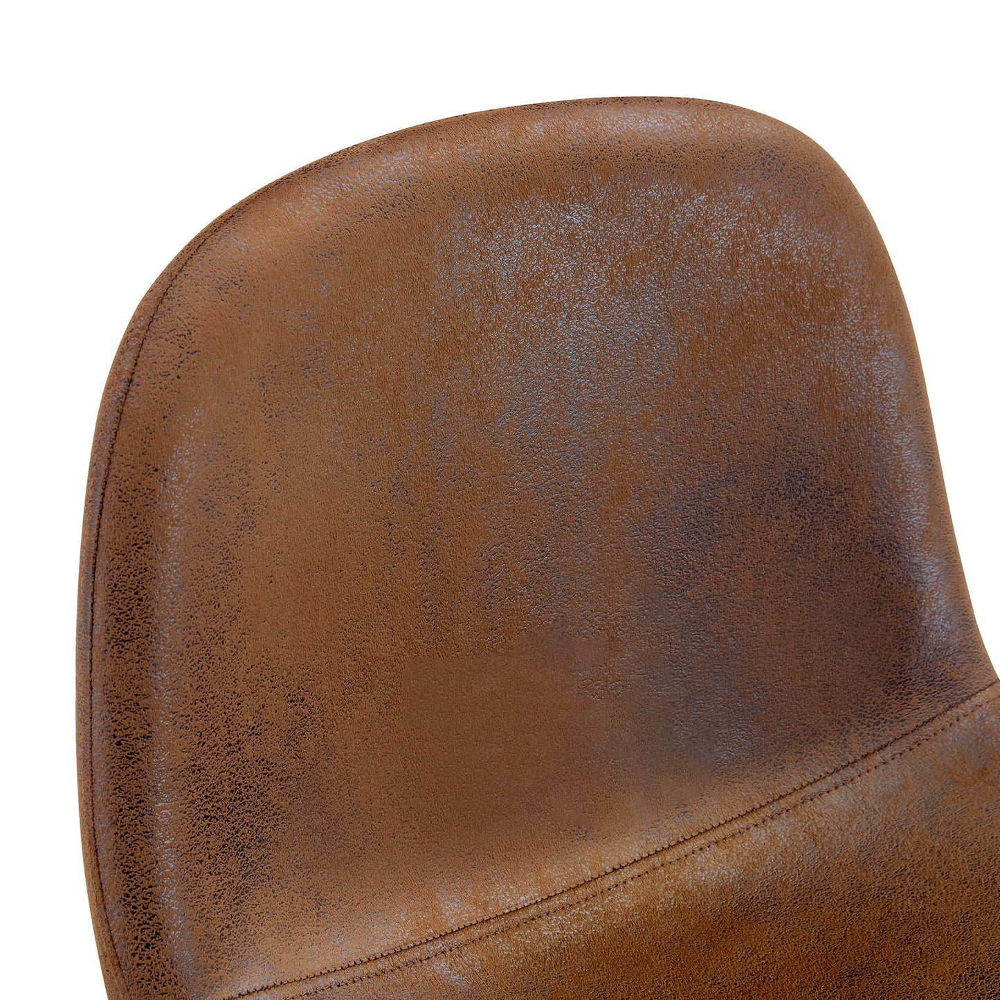 Brown Techno-Fabric Bar Chair Set - Two Pieces, Rounded Backrest, Black Metal Legs, Multiple Colors